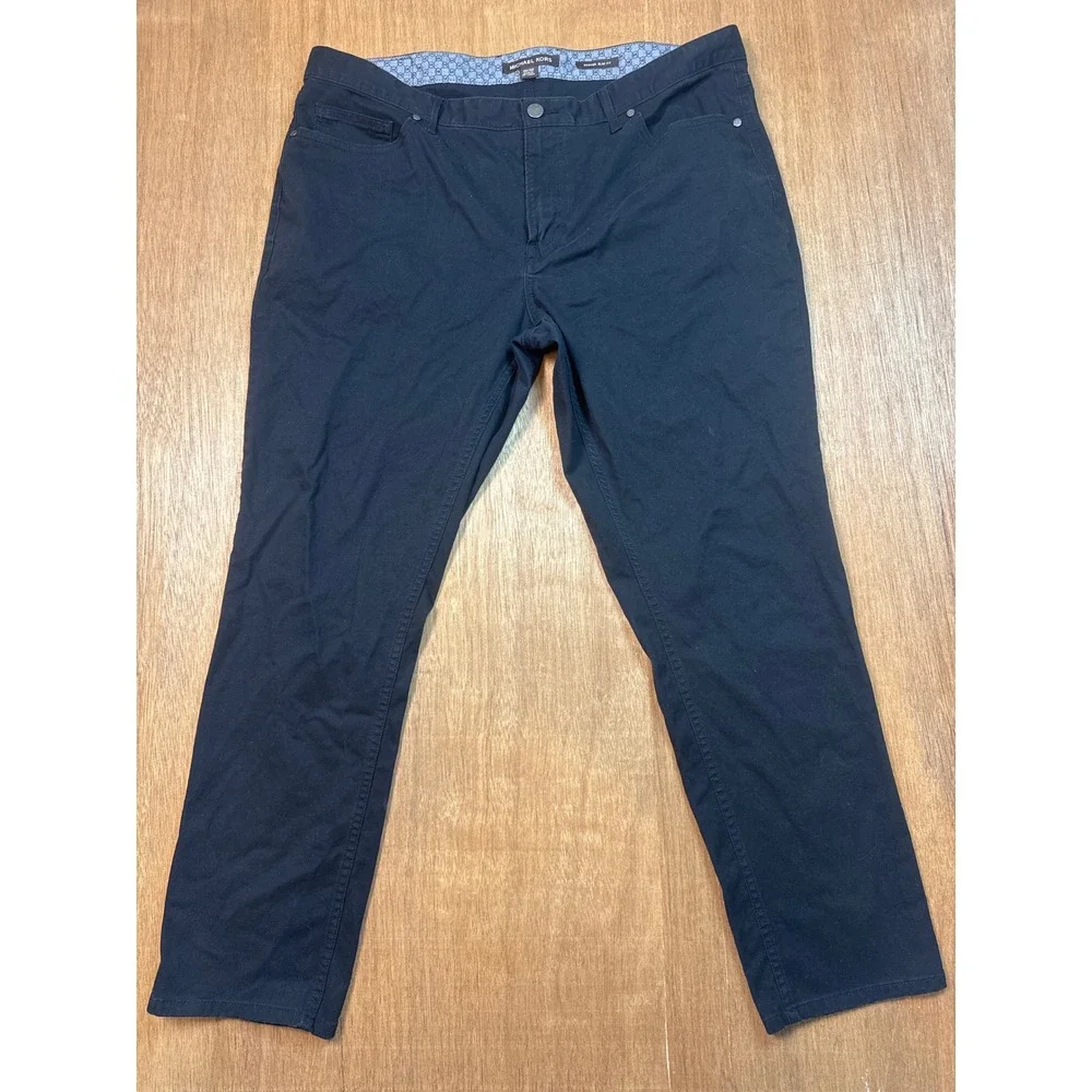 Michael Kors Parker Slim Fit Black Pants Mens 36/30 Cotton Blend Five Pocket